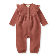 Dotted Rib Organic Baby Girl Jumpsuit